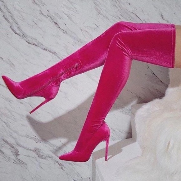 Shoes - Pink Thigh high boots